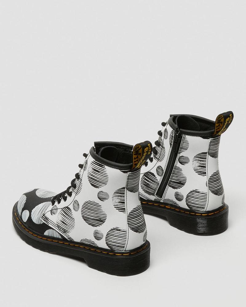 Dr Martens Junior 1460 Polka Dot Læder Snørestøvler Børn Sort | DK 687WNB